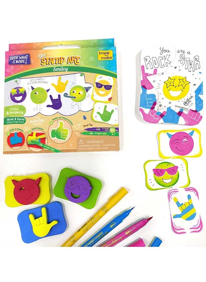 Stamp Art - Smiley - DIY Kids Art Set - For Girls and Boys 3 Years+